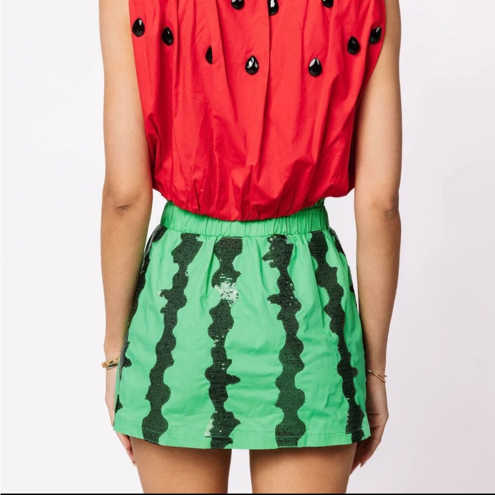 Brand New QUEEN OF SPARKLES QOS Green Watermelon Skort - Picture 2 of 10